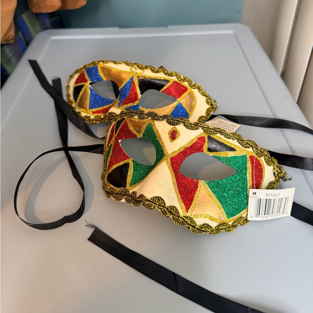 Multicolored Glitter Harlequin/Jester Venetian Style  Masquerade Eye Mask